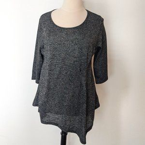 Tunic! Metallic Drape Front Top